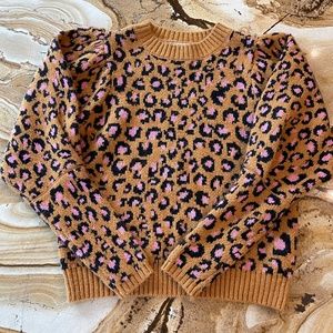 Farm Rio cheetah print puff sleeve sweater, small!